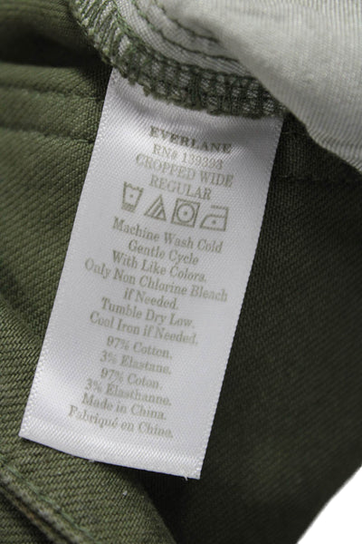 Everlane Women Cropped Green Cotton Pants Button Size 2