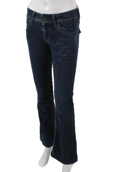 Hudson Women Bootcut Jeans Blue Cotton Low Rise Button Inseam 30 Size 25