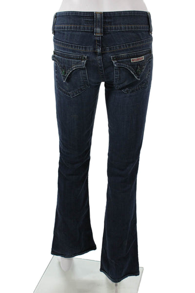 Hudson Women Bootcut Jeans Blue Cotton Low Rise Button Inseam 30 Size 25