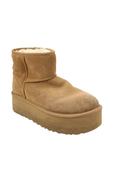 Ugg Womens Classic Mini Platform Ankle Boots Chestnut Brown Size 9