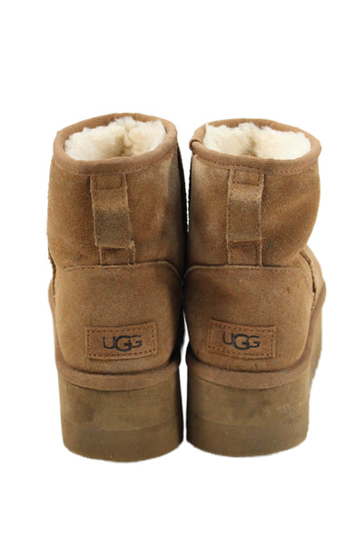 Ugg Womens Classic Mini Platform Ankle Boots Chestnut Brown Size 9