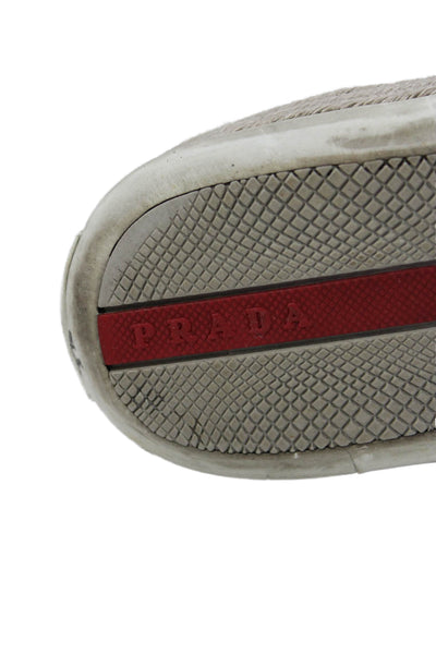 Prada Sport Mens Lace Up Round Toe Suede Sneakers Brown Gray Size 7