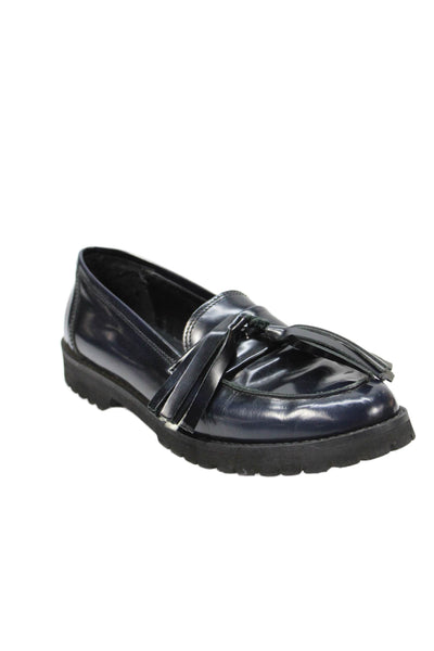 Scoop Women's Tassel Leather Slip-On Loafers Shoes Black Size 39