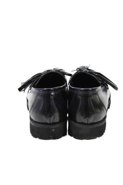 Scoop Women's Tassel Leather Slip-On Loafers Shoes Black Size 39