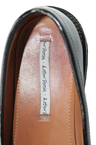 & Other Stories Leather Round Toe Slip-On Loafers Shoes Black Size 9