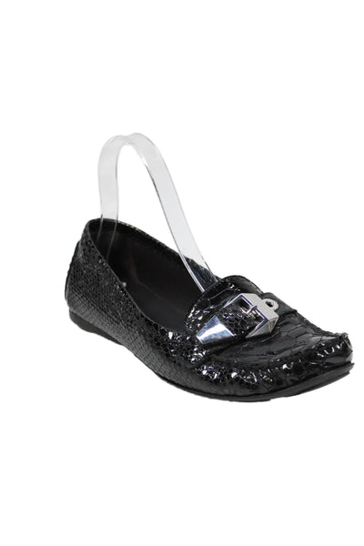 Stuart Weitzman Women's Embellish Leather Loafers Shoes Black Size 8.5