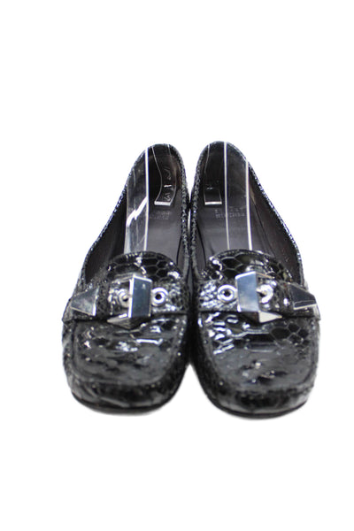 Stuart Weitzman Women's Embellish Leather Loafers Shoes Black Size 8.5
