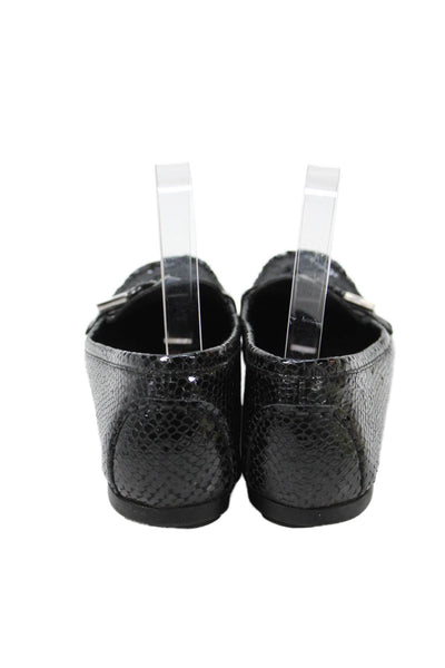 Stuart Weitzman Women's Embellish Leather Loafers Shoes Black Size 8.5