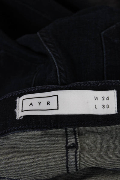 AYR Womens Skinny Blue Jeans Mid Rise Button Cotton Blend Size 24
