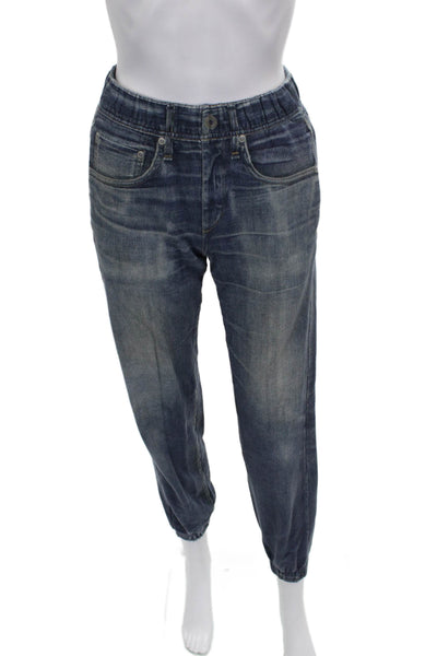 Rag & Bone Women Tapered Jeans Blue Cotton Button Fly 25in Inseam Size XS