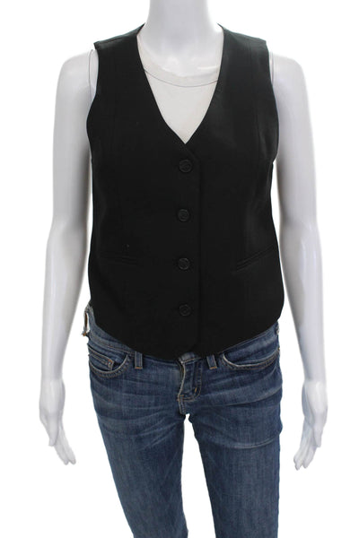 Zara Women Vest Sleeveless Black Polyester Button Closure Size XS