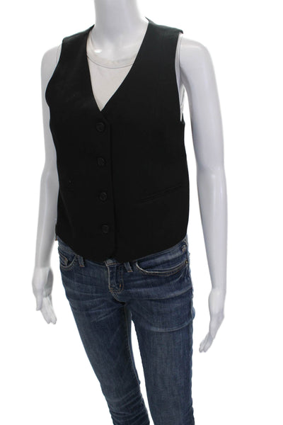 Zara Women Vest Sleeveless Black Polyester Button Closure Size XS