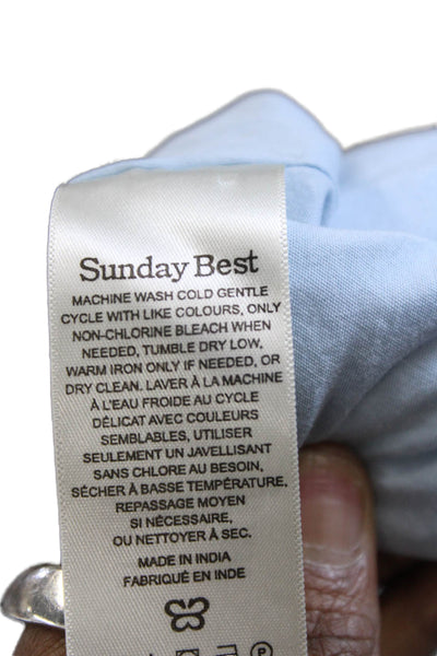 Sunday Best Women Sundress Blue Cotton Square Neck Sleeveless Short Size XS