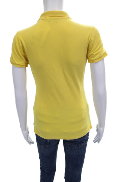 Polo Ralph Lauren Womens Polo Shirt Short Sleeve Yellow Cotton Blend Size XS