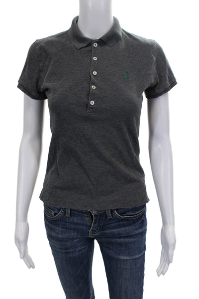 Polo Ralph Lauren Womens Basic Collared Short Sleeve Gray Cotton Polo Size XS
