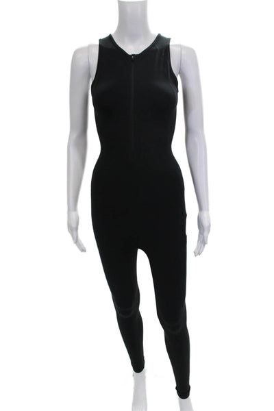 TNA Womens Unitard Black Sleeveless Crew Neck Zip Nylon Size 2XS