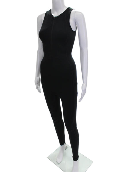 TNA Womens Unitard Black Sleeveless Crew Neck Zip Nylon Size 2XS