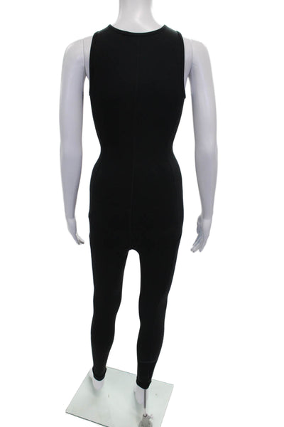 TNA Womens Unitard Black Sleeveless Crew Neck Zip Nylon Size 2XS