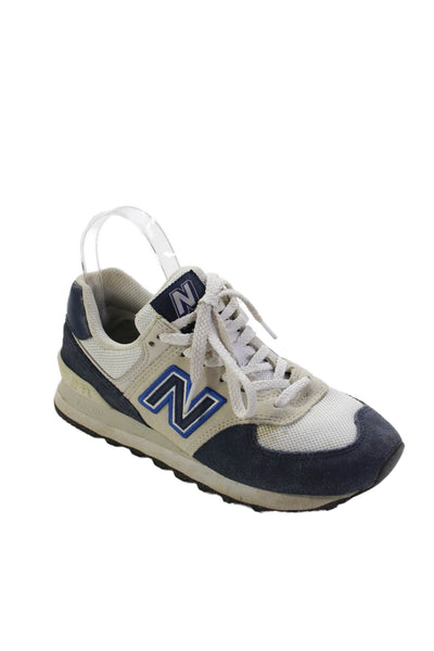 New Balance Womens Suede 574 Low Top Sneakers White Blue Size 6