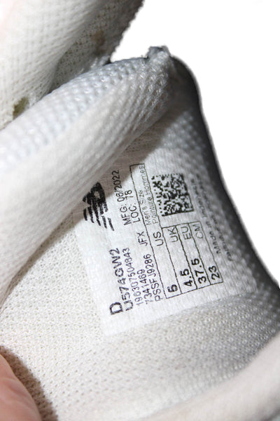 New Balance Womens Suede 574 Low Top Sneakers White Blue Size 6