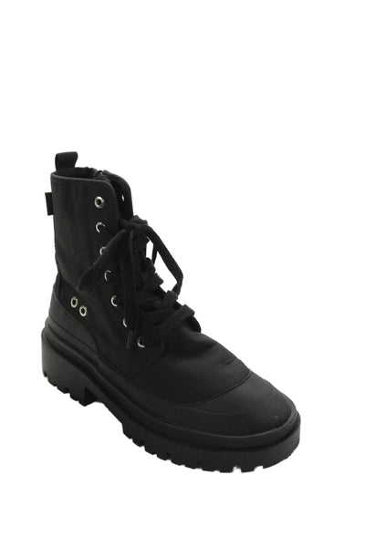 Zara Womens Lace Up Combat Ankle Boots Black Size 36 6