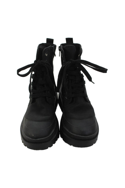 Zara Womens Lace Up Combat Ankle Boots Black Size 36 6