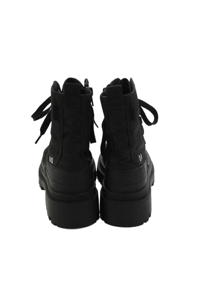 Zara Womens Lace Up Combat Ankle Boots Black Size 36 6