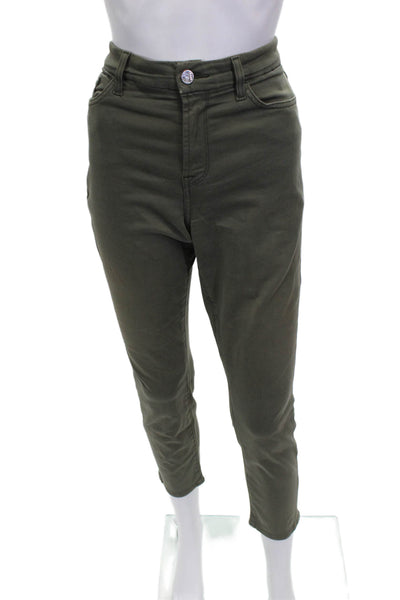 Jen 7 Women Skinny Jeans Green Cotton Button Size 8