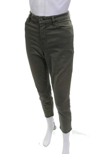 Jen 7 Women Skinny Jeans Green Cotton Button Size 8