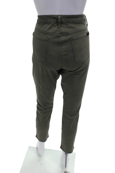 Jen 7 Women Skinny Jeans Green Cotton Button Size 8