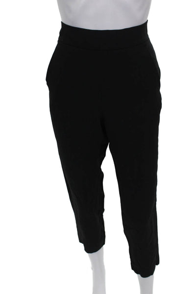Akris Womens Cropped Pants Black Acetate Zip Solid Size 4
