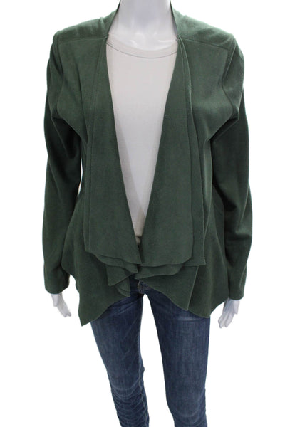 Do+Be Women Cardigan Green Polyester Long Sleeve Round Neck Solid Size L