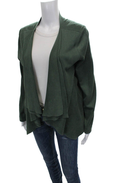Do+Be Women Cardigan Green Polyester Long Sleeve Round Neck Solid Size L