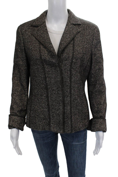 Akris Punto Women Blazer Gray Flecked Wool Silk Long Sleeve Size 10