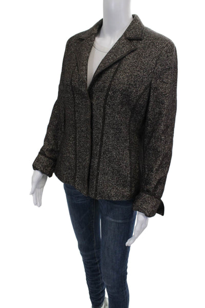 Akris Punto Women Blazer Gray Flecked Wool Silk Long Sleeve Size 10