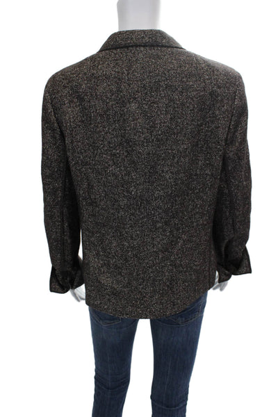 Akris Punto Women Blazer Gray Flecked Wool Silk Long Sleeve Size 10