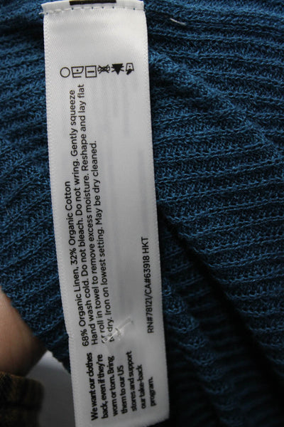 Eileen Fisher Women Cardigan Blue Organic Cotton Linen Round Neck Solid Size S