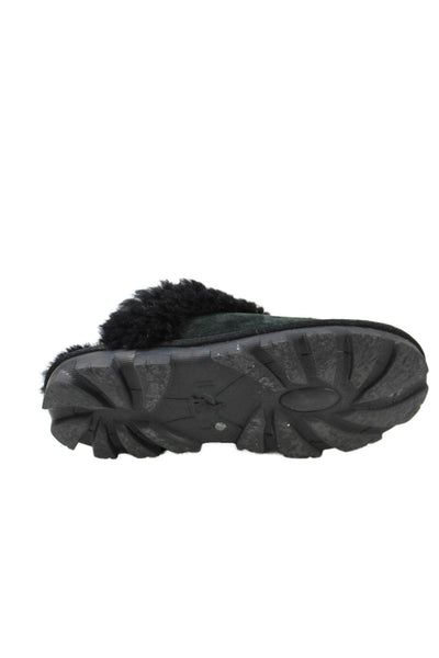 Ugg Womens Slip On Shearling Lined Logo Mules Slippers Black Suede Size 6