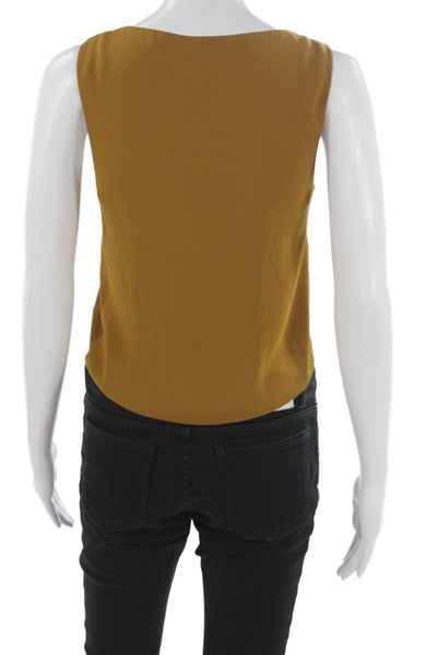 Babaton Womens Yellow V Neck Sleeveless Basic Tank Polyester Size 2XS