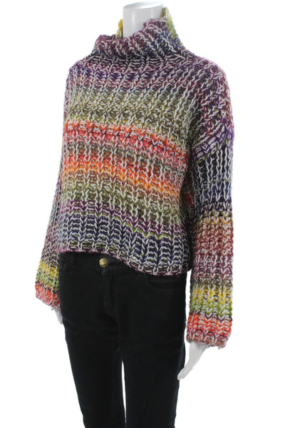 Something Navy Women Striped Cowl Neck Pullover Sweater Multicolor Size S
