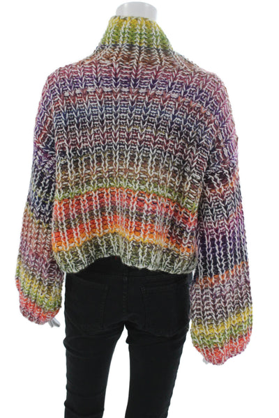 Something Navy Women Striped Cowl Neck Pullover Sweater Multicolor Size S