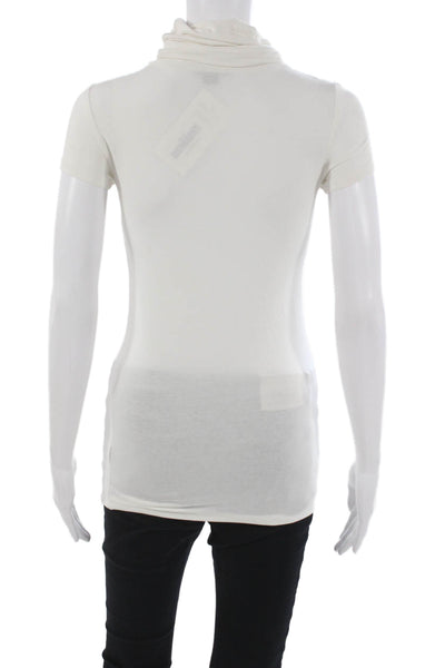 Theory Womens Tunic T-Shirt White Cotton Cowl Neck Short Sleeve Petite Size S