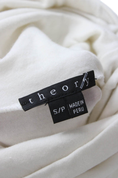 Theory Womens Tunic T-Shirt White Cotton Cowl Neck Short Sleeve Petite Size S