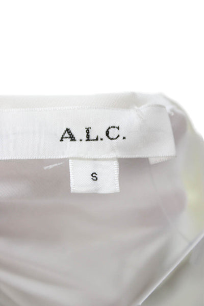 ALC Womens Basic White Viscose Mock Neck Long Sleeve Blouse Zip Size S