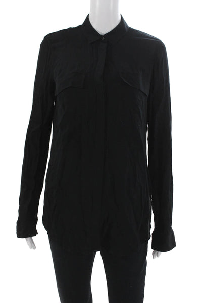 Helmut Lang Womens Tunic Black Viscose Collared Button-Up Long Sleeve Size S