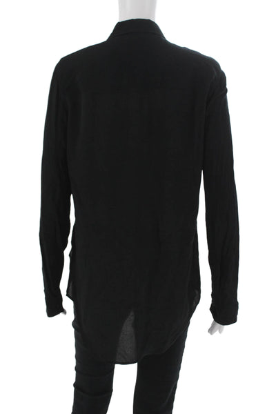 Helmut Lang Womens Tunic Black Viscose Collared Button-Up Long Sleeve Size S