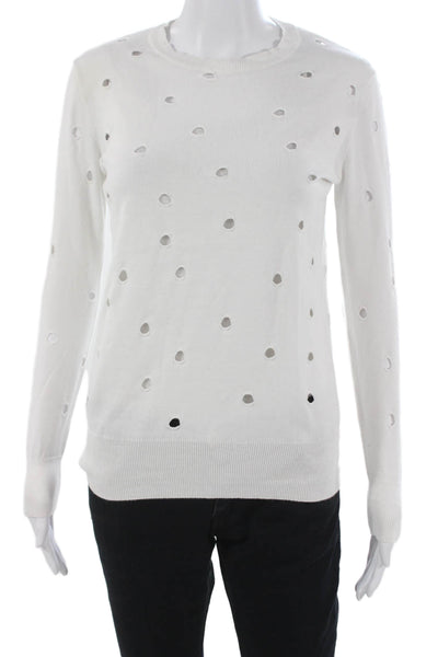 Cotton By Autumn Cashmere Women Pullover Crewneck Cotton Sweater White Size XS