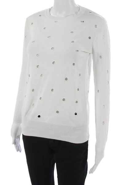 Cotton By Autumn Cashmere Women Pullover Crewneck Cotton Sweater White Size XS