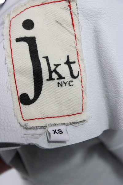 JKT Womens White Leather Biker Jacket Long Sleeve Size XS