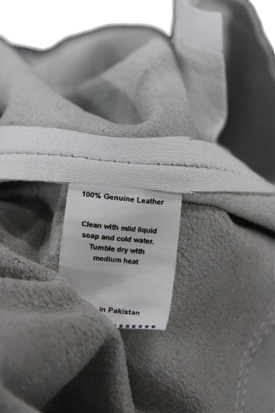 JKT Womens White Leather Biker Jacket Long Sleeve Size XS